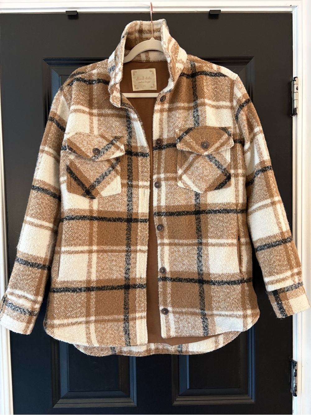 Altar’d State Plaid Shacket Jacket - Brown & Cream XS